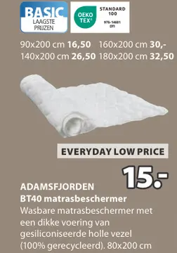 Aanbieding: ADAMSFJORDEN BT40 matrasbeschermer