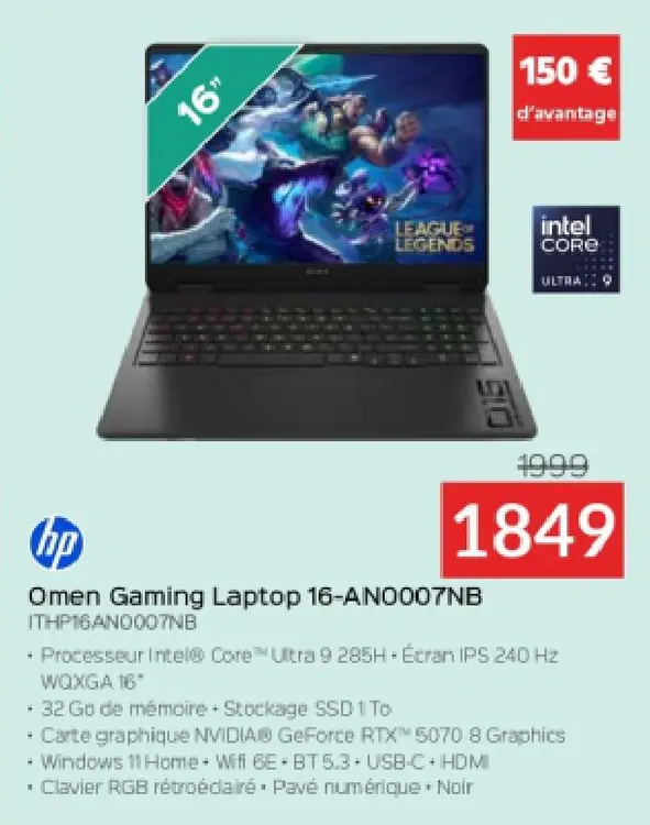 Offre: Omen Gaming Laptop 16-AN0007NB
