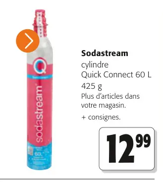 Offre: Sodastream cylindre Quick Connect 60 L