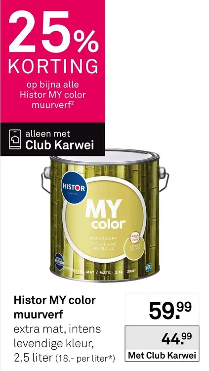 Aanbieding: Bijna alle Histor MY color muurverf