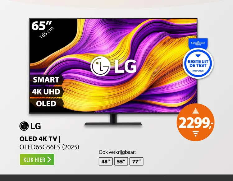 Aanbieding: LG OLED EVO 4K 65G56LS (2025)