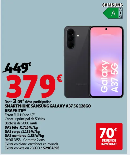 Offre: Smartphone SAMSUNG galaxy a37 5g 128go graphi