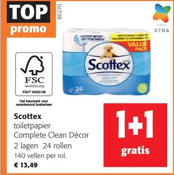 Aanbieding: Scottex toiletpapier Complete Clean Décor