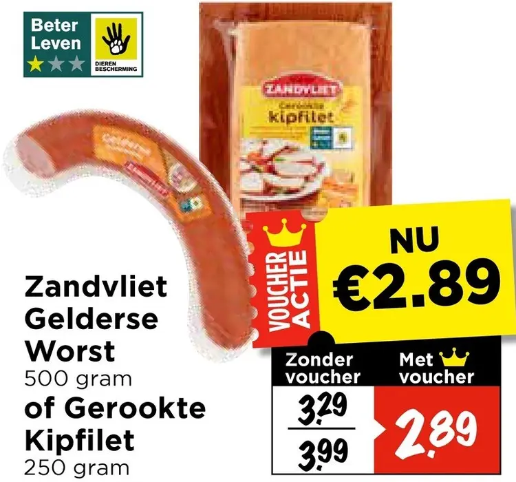 Aanbieding: Zandvliet Gelderse Worst of Gerookte Kipfilet