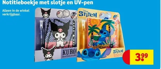 Aanbieding: Notitieboekje met slotje en UV-pen