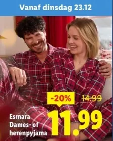 Aanbieding: Dames- of herenpyjama