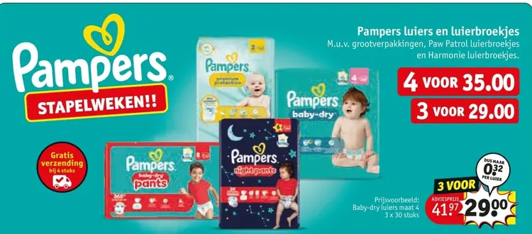 Aanbieding: Pampers luiers en luierbroekjes