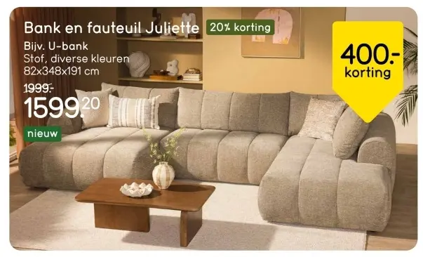 Aanbieding: Bank en fauteuil Juliette
