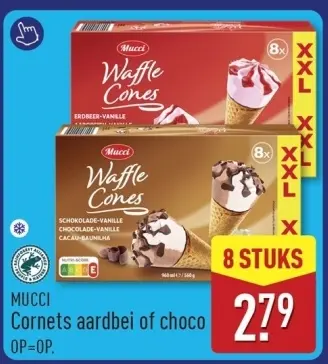 Aanbieding: Cornets aardbei of choco