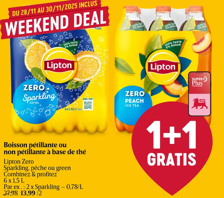 Offre: Boisson pétillante ou non pétillante à base de thé