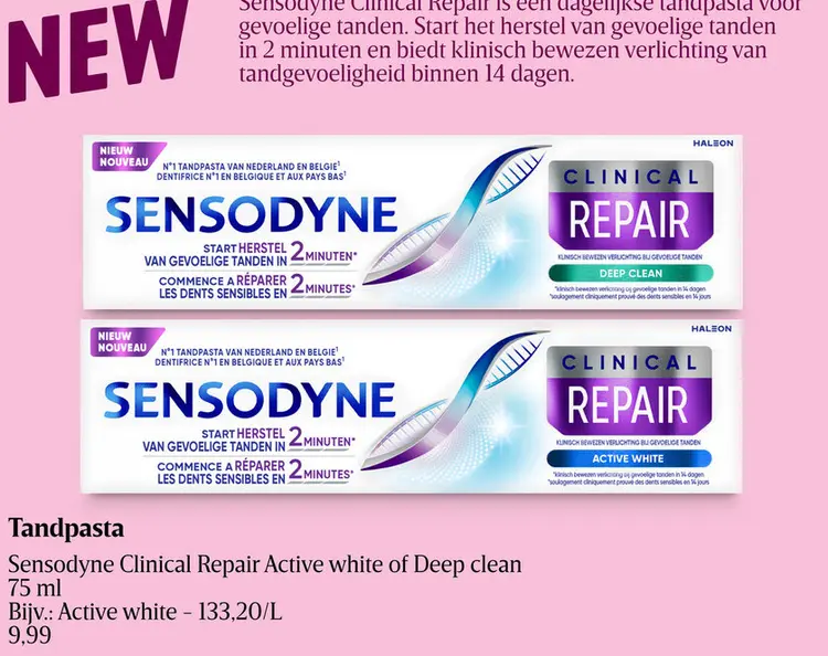 Promotie: Sensodyne Clinical Repair Active white of Deep clean