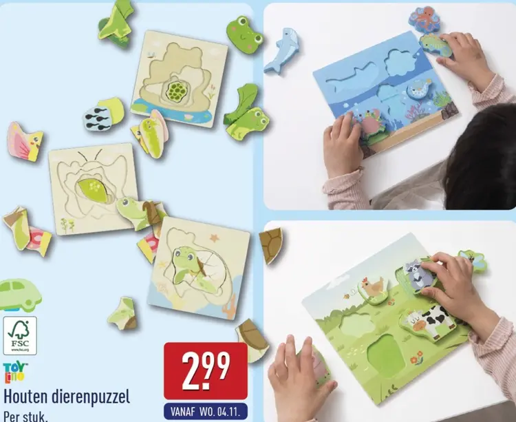 Aanbieding: Houten dierenpuzzel