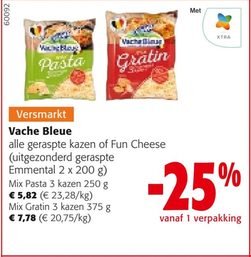 Aanbieding: Vache Bleue alle geraspte kazen of Fun Cheese