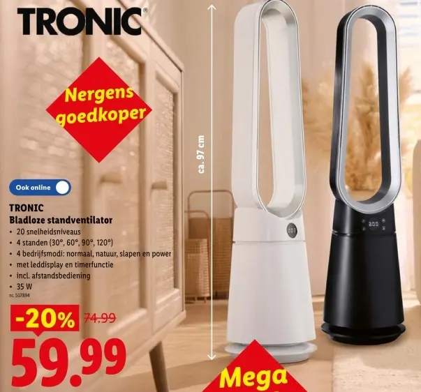 Promotie: Bladloze standventilator