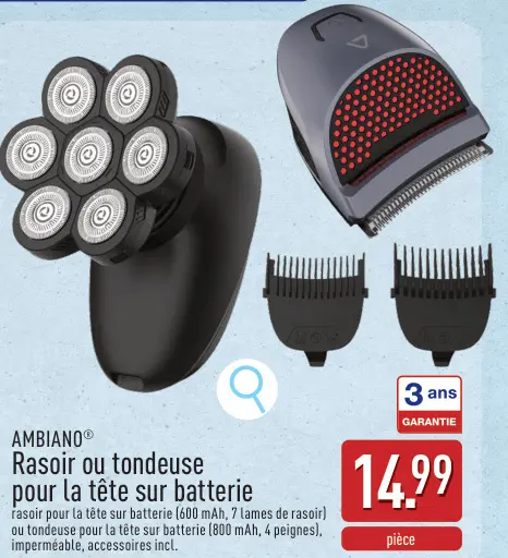 Offre: Rasoir ou tondeuse pour la tête sur batterie