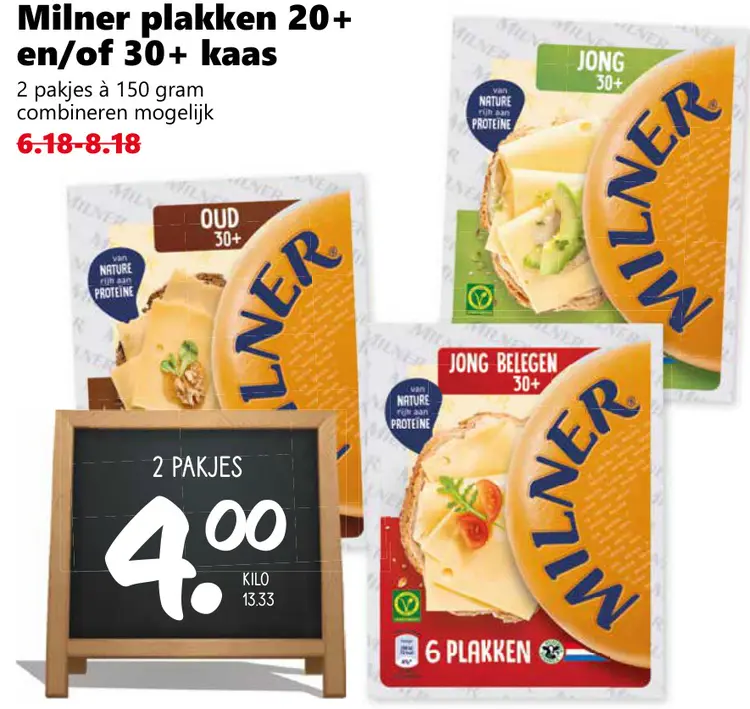 Aanbieding: Milner plakken 20+ en/of 30+ kaas