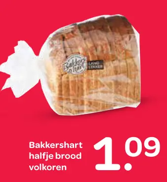 Aanbieding: Bakkershart halfje brood volkoren