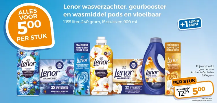 Aanbieding: Wasverzachter, geurbooster en wasmiddel pods en vloeibaar