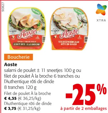 Offre: salami de poulet ou filet de poulet À la broce