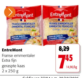 Promotie: Franse emmentaler extra fijn geraspte kaas