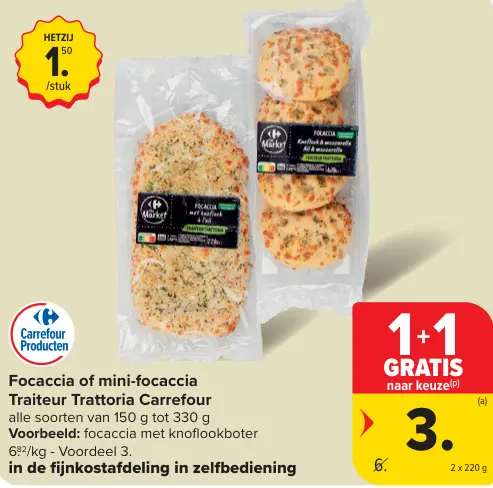 Promotie: Focaccia of mini-focaccia