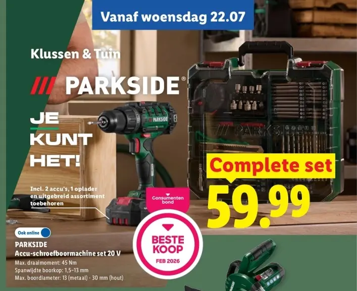 Aanbieding: Accu-schroefboormachine set 20 V