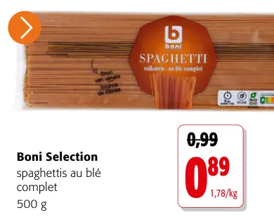 Offre: SPAGHETTI volkoren - au blé complet