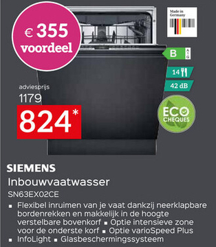 Aanbieding: Inbouwvaatwasser SN63EX02CE