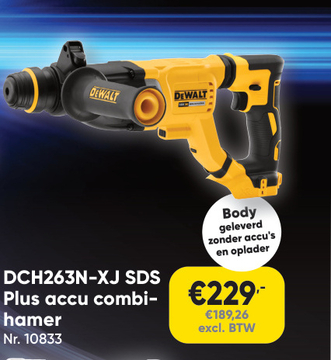 Aanbieding: DCH263N - XJ SDS Plus accu combi- hamer