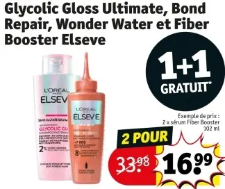 Offre: Glycolic Gloss Ultimate, Bond Repair, Wonder Water et Fiber Booster Elseve