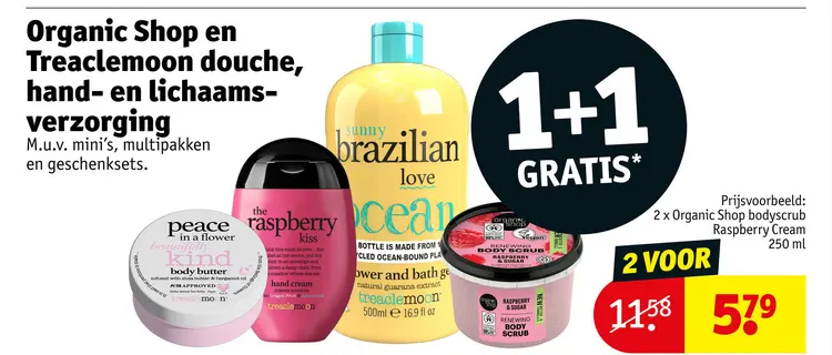 Promotie: Organic Shop en Treaclemoon douche, hand- en  lichaams-verzorging
