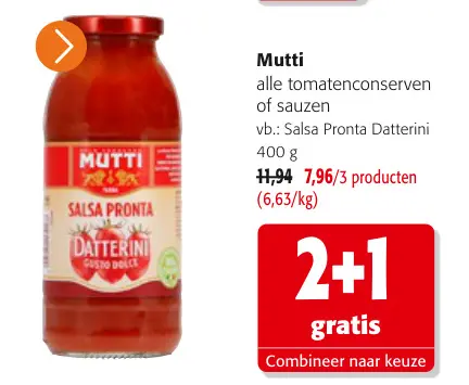 Promotie: Mutti alle tomatenconserven of sauzen