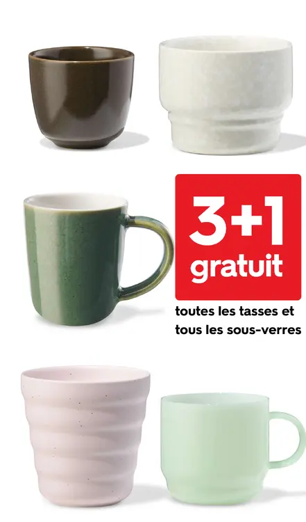 Offre: Tasses et sous-verres