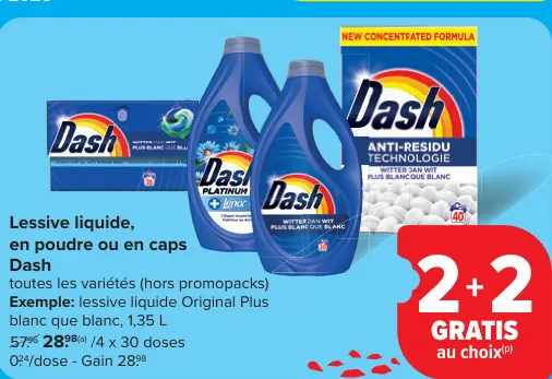 Offre: Lessive liquide, en poudre ou en caps