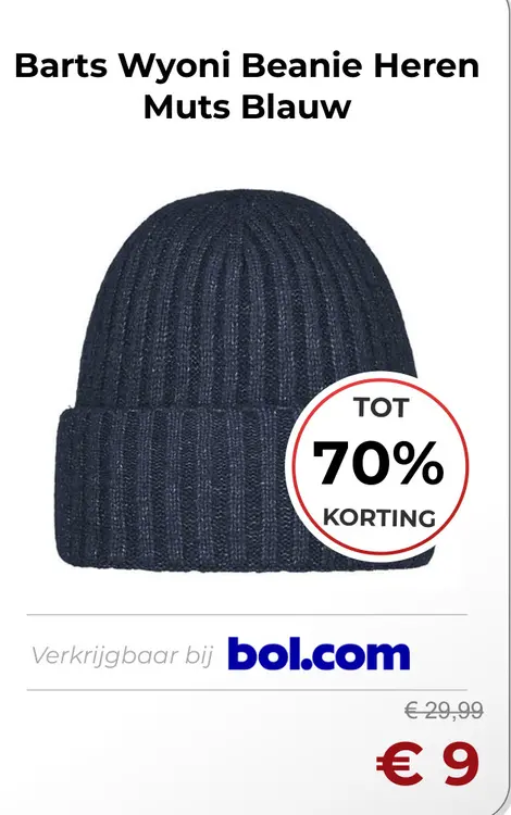 Aanbieding: Wyoni Beanie Heren Muts Blauw