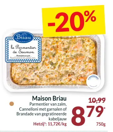 Aanbieding: Parmentier van zalm, Cannelloni met garnalen