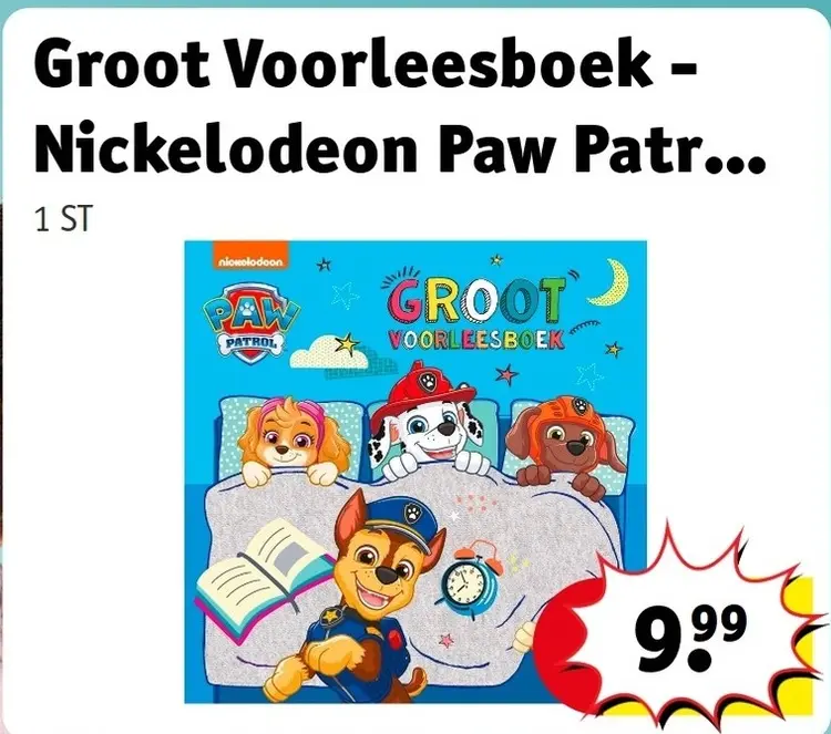 Aanbieding: Groot Voorleesboek - Nickelodeon Paw Patrol