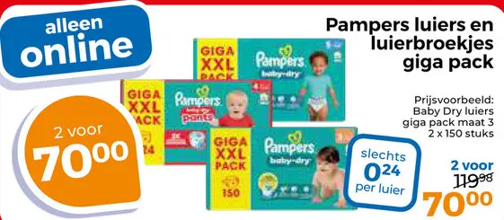 Aanbieding: Pampers luiers en luierbroekjes giga pack