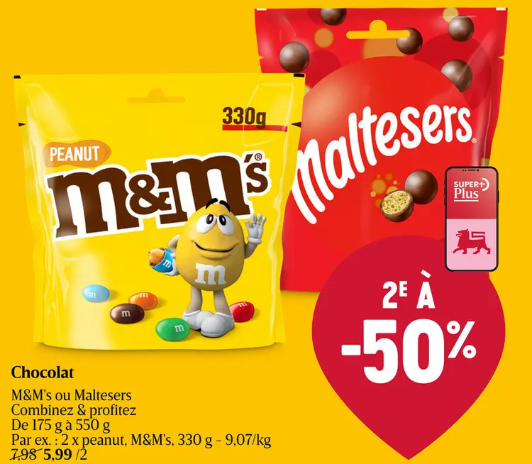 Offre: Chocolat M&M's ou Maltesers