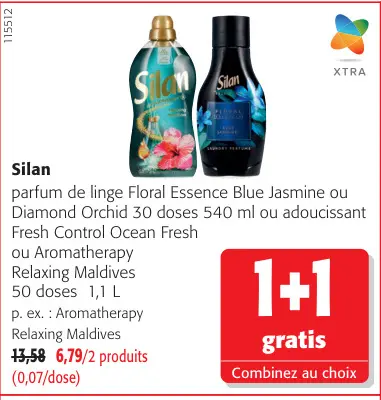 Offre: Parfum de linge Floral Essence Blue Jasmine ou Diamond Orchid ou adoucissant Fresh Control Ocean Fresh ou Aromatherapy Relaxing Maldives