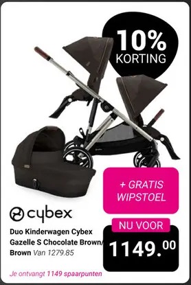 Aanbieding: Duo Kinderwagen Cybex Gazelle S Chocolate Bro
