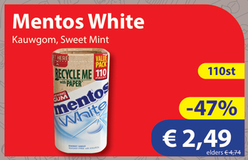 Aanbieding: Mentos White Kauwgom, Sweet Mint