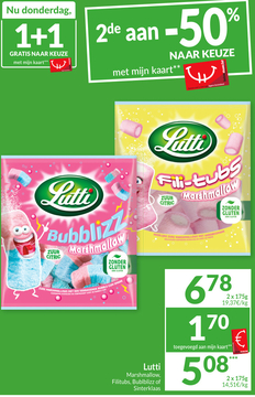 Aanbieding: Lutti Marshmallow, Filitubs, Bublblizz of 