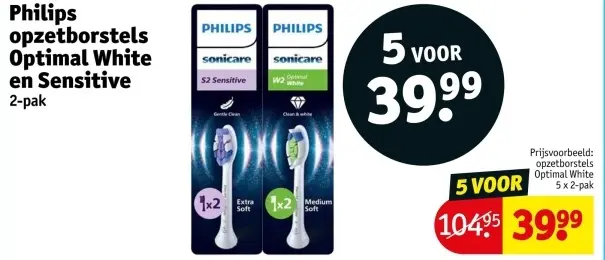 Aanbieding: Philips opzetborstels Optimal White en Sensitive