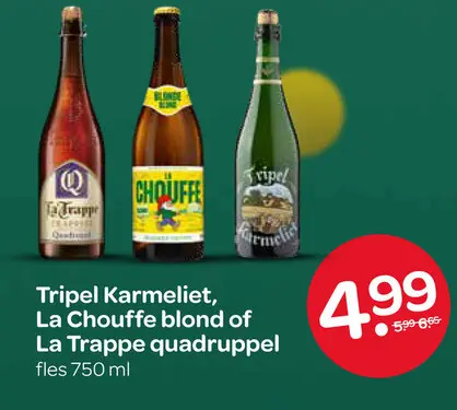 Aanbieding: Tripel Karmeliet, La Chouffe blond of La Trappe quadrupel