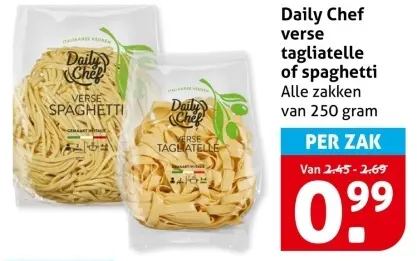 Aanbieding: verse tagliatelle of spaghetti