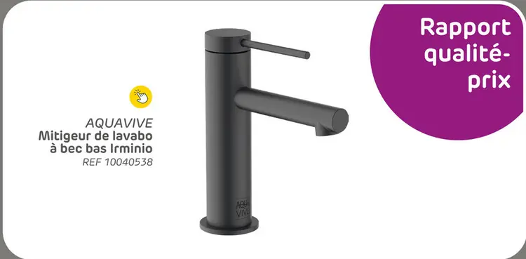 Offre: Mitigeur de lavabo à bec bas aquavive irminio noir