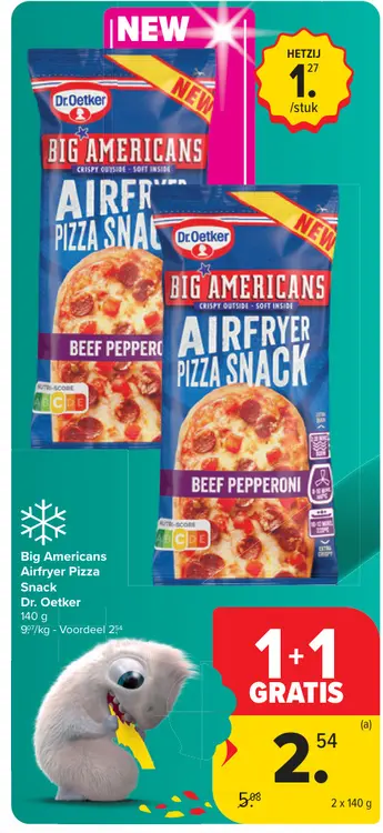 Promotie: Big Americans Airfryer Pizza Snack Beef Peppe