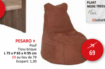 Offre: Pouf poire Pesaro tissu rouge brique