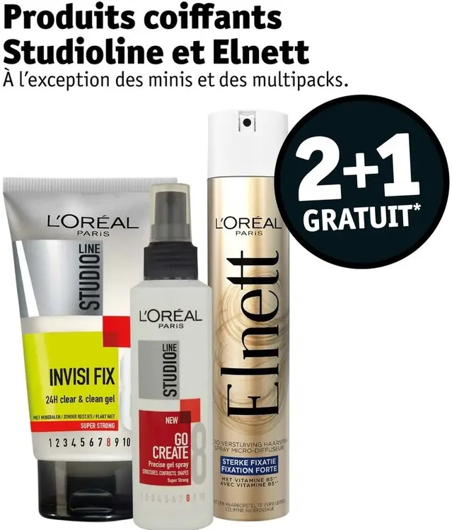 Offre: Produits coiffants Studioline et Elnett